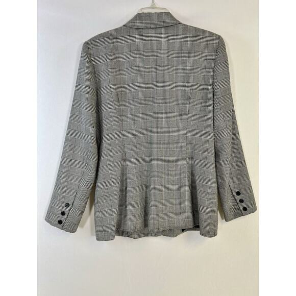 Women’s VTG Hugo Buscati Collection Blazer Houndstooth Gray Size 14 Preppy - Picture 4 of 12